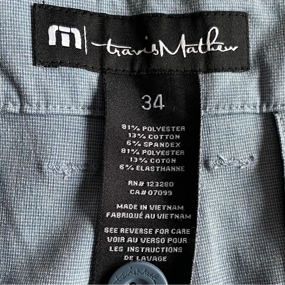 Travis Mathew Light Blue Flat Front Shorts Size 34 Activewear Golf